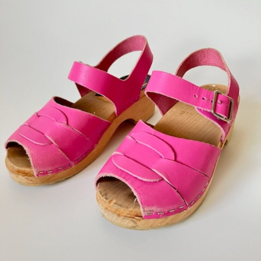 Swedish Hasbeens Pink Clog Sandals size 12